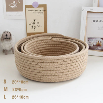 Beige Nordic Cotton Rope Storage Baskets