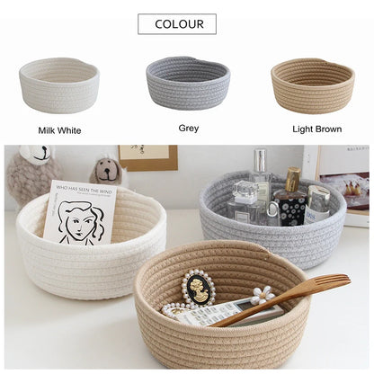 White Nordic Cotton Rope Storage Baskets